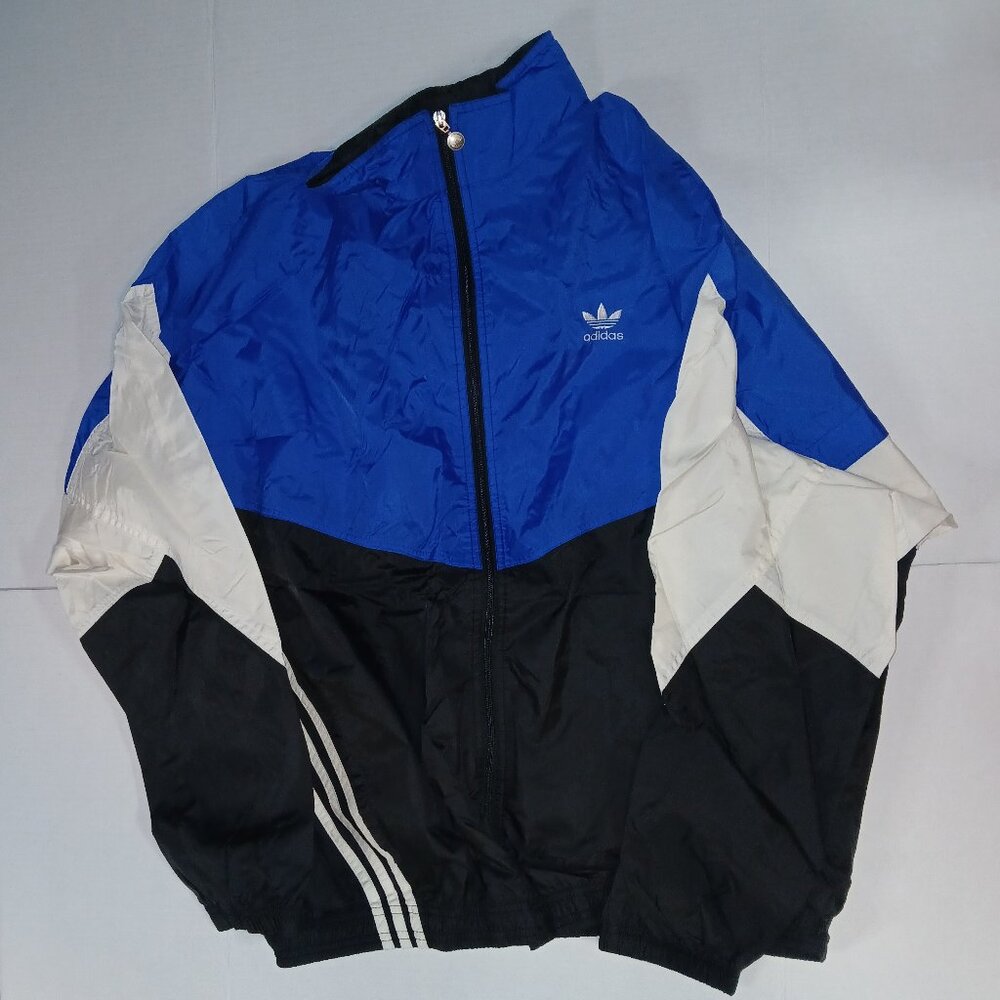 adidas Blue Black White Windbreaker Jacket